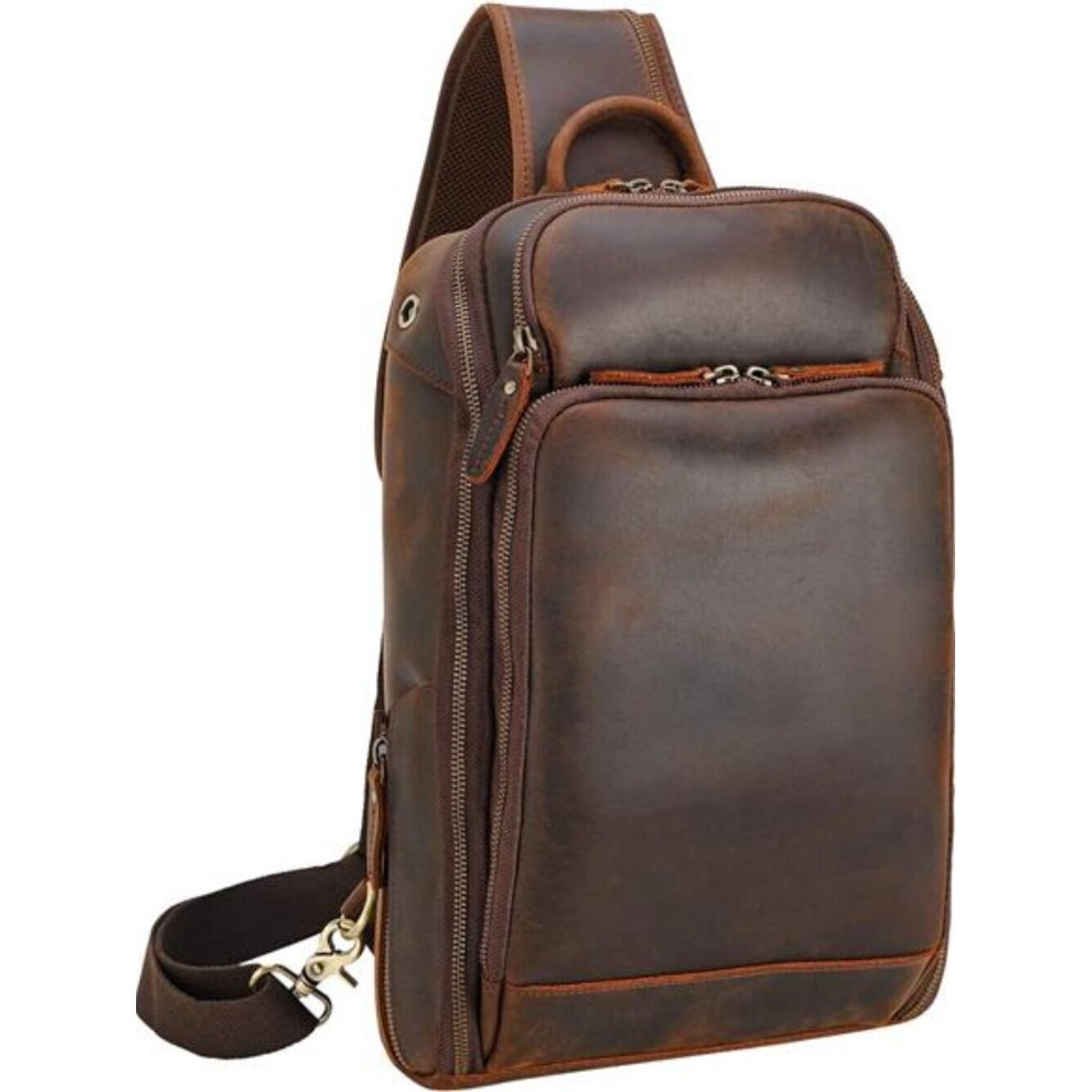 Modern Style Sling Shoulder Bag Mens Travel/Hiking Daypack With Full Grain